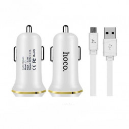 Автозарядка HOCO (6957531040194) Z1 2USB 2.1A MicroUSB белый