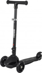 Самокат VELOBIBI 3-колесный Lucky (52*11,5*56-75см кол. 110/76мм PU со свет., склад.ручка) черный СМК-2114 ПП-00218766