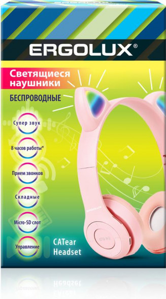 Наушники ERGOLUX (15459) ELX-BTHP02-C14 , розовый