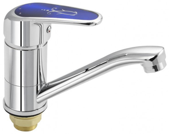 Смеситель для кухни RUSSIA-MOSCOW 2550S Смеситель кухонный 15 см нос с синей ручкой