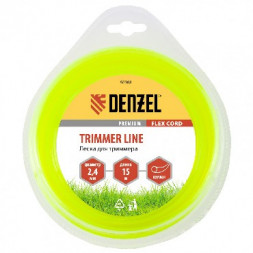 Леска для триммера DENZEL Леска для триммера круглая 2,4 мм х 15 м, блистер FLEX CORD 96108