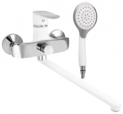 Смеситель для ванны GFMARK 5270 Смеситель в ванную шаровый с дивектором на корпусе комбинированный с белой эмалью