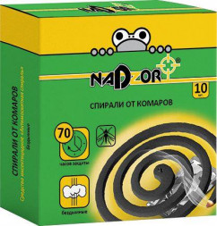 Спирали от комаров NADZOR Спирали от комаров, чёрные, 10 шт, ISM004B