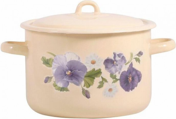 Кастрюля ЛЫСЬВА 16141/4КмЭ/Э Анютины глазки эмал 4,3л