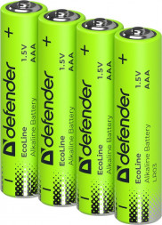 Батарейки DEFENDER (56021) LR03-4S ААА, шринк, 4 шт., EcoLine