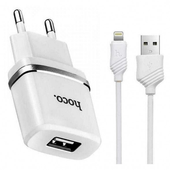 СЗУ HOCO (6957531047735) C11i White + кабель LIGHTNING