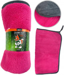 Салфетка для автомобиля LI-SA LS0105 из суперплотной микрофибры для сушки и полировки 32х43см, плотность 600г/м2 48871