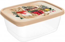 Емкость для сыпучих продуктов HOMVER Контейнер для продуктов прямоугольный 0,85л с декором &quot;Игрушки&quot; (бежевый) 223137527/10
