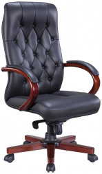 Кресло для руководителя EVERPROF Monaco Wood Кожа Черный