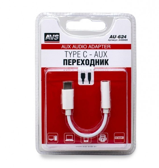 Кабель AVS AU-624 аудио Type C - AUX