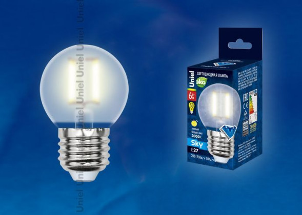 G (Лампы-глобы) UNIEL (UL-00000302) LED-G45-6W/WW/E27/FR PLS02WH