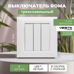 Выключатель VESTA-ELECTRIC (FVK010301BEL) Roma ,белый