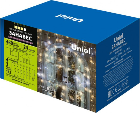 Занавес светодиодный UNIEL ULD-C4030-480/TTA WARMWHITE-WHITE IP44