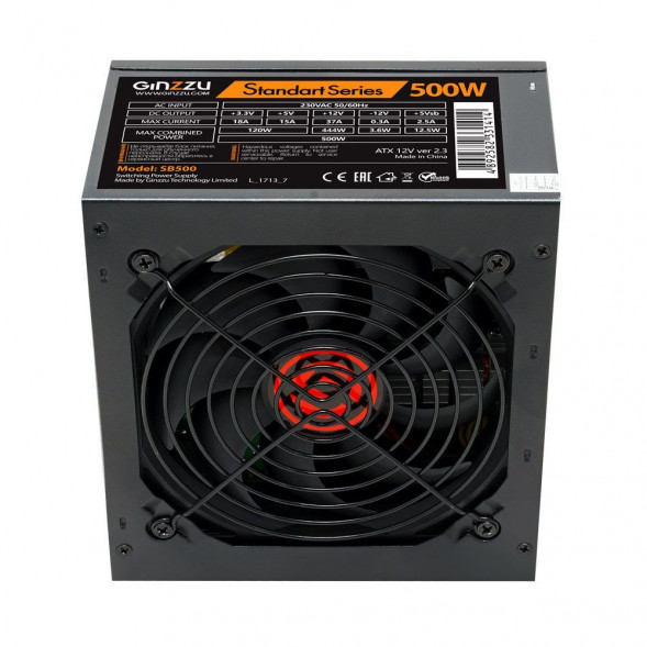 Блок питания GINZZU SB500 ATX, 12CM fan