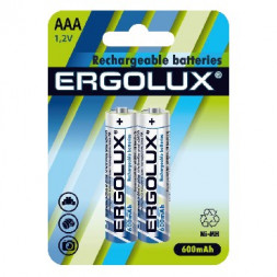 Элементы питания ERGOLUX (12977) AAA-600MAH NI-MH BL-2 (NHAAA600BL2, аккумулятор,1.2В)