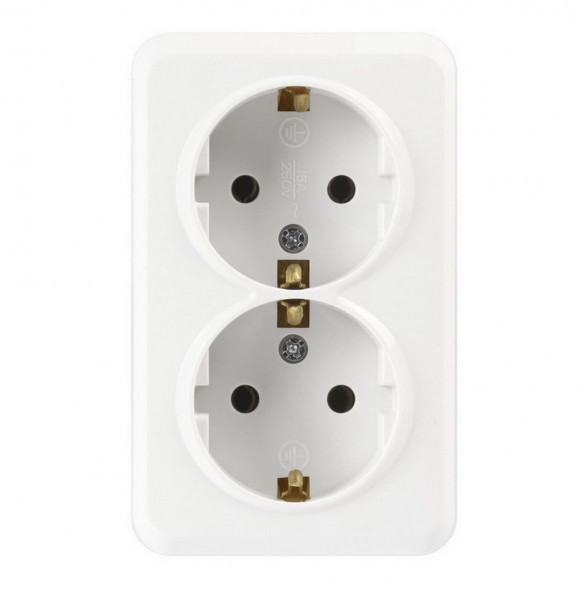 Розетка SMARTBUY (SBE-03w-16-S2-Z-c) Юпитер, 2-местная, белый