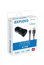 Автомобильное ЗУ EXPLOYD EX-Z-584 8 Pin 3.4А 2.4А+1А 2хUSB чёрный Classic