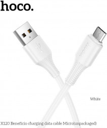 Кабель HOCO (6942007658898) X120m для micro USB , 1 м, White