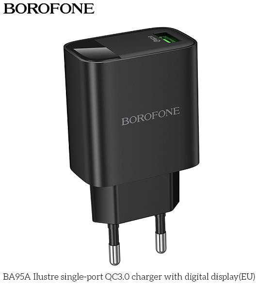 СЗУ BOROFONE (6941991120428) BA95A СЗУ 1USB 3.0A QC3.0 18W , черный