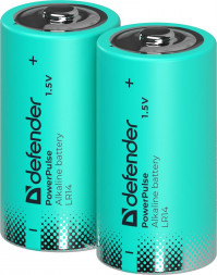 Батарейки DEFENDER (56214) LR14-2BL С, блистер, 2 шт., PowerPulse