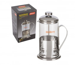 Чайник заварочный MALLONY Чайник/кофейник (кофе-пресс), ALITO, 600 мл, из жаропрочного стекла, в корп из нерж стали (950150)