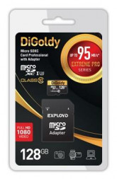 Карта памяти DIGOLDY 128GB microSDXC Class 10 UHS-1 Extreme Pro (U3) [DG128GCSDXC10UHS-1-ElU3 w]
