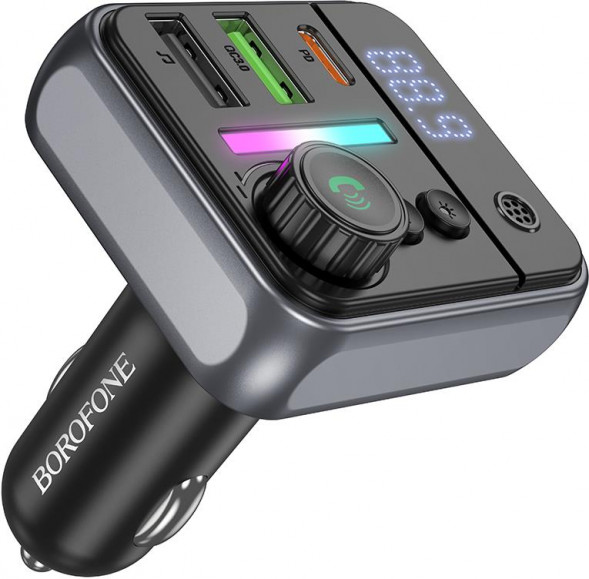Трансмиттер BOROFONE (6941991115257) BC50 FM-трансмиттер+АЗУ 2USB+1Type-C PD20W+QC3.0 , Black