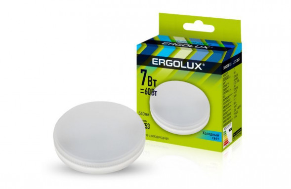 Лампа ERGOLUX LED-GX53-7W-GX53-4K (Эл.лампа светодиодная 7Вт GX53 4500К 180-240В)