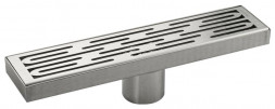 Трап САНАКС 40446 Трап 300х68 мм, нержавеющая сталь, линейный, вертикальный, крышка решётка узор с гидрозатвором
