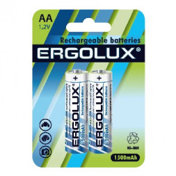 Элементы питания ERGOLUX (12975) AA-1500MAH NI-MH BL-2 (NHAA1500BL2, аккумулятор,1.2В)
