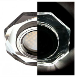 СВЕТИЛЬНИКИ ВСТРАИВАЕМЫЕ ECOLA SC1652EFF MR16 LD1652 GU5.3 GLASS Стекло с подсветкой 8-угольник с прямыми гранями Хром / Хром 25X90 (кD74)