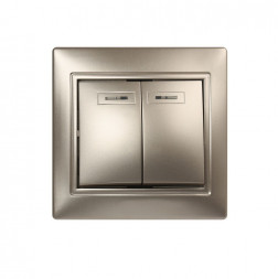 выключатель SMARTBUY (SBE-01c-10-SW2-1-c) Венера, 2-клавишный,шампань