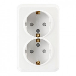 Розетка SMARTBUY (SBE-03w-16-S2-1Z) Юпитер, 2-местная, белый
