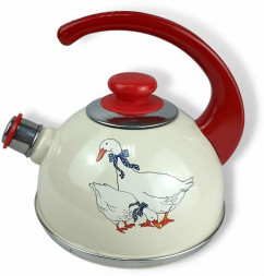 Чайник РУБИН T04/25/04/36/H13 Гуси эмал 2,5л конс/руч слон кость