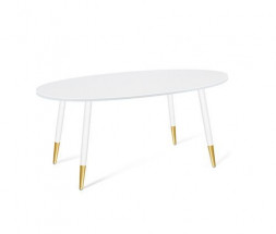 Стол SHEFFILTON SHT-TU14/120/80 МДФ овальная белый муар/золото/белый шагрень металл/МДФ (209140)