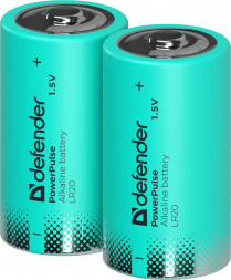 Батарейки DEFENDER (56220) LR20-2BL D, блистер, 2 шт., PowerPulse