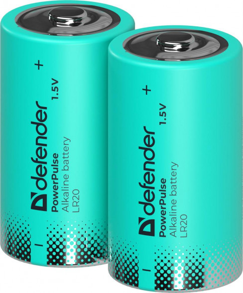 Батарейки DEFENDER (56220) LR20-2BL D, блистер, 2 шт., PowerPulse