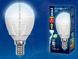 Лампа светодиодная UNIEL (UL-00002417) LED-G45 7W/NW/E14 шар Белый свет 4000K