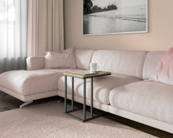 Стол придиванный БИТЕЛ Стол Сари 550 Дуб крафт золотой/черный (1 уп.)