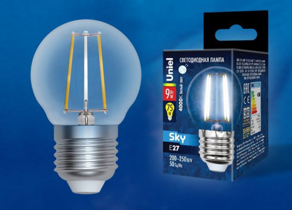 G (Лампы-глобы) UNIEL (UL-00005175) LED-G45-9W/4000K/E27/CL PLS02WH