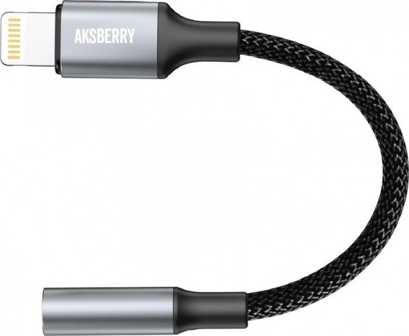 Кабель AKSBERRY (6900318460012) J2 Lighting Jack 3.5мм, чёрный AKSBERRY (6900318460012) J2 Lighting Jack 3.5мм, чёрный