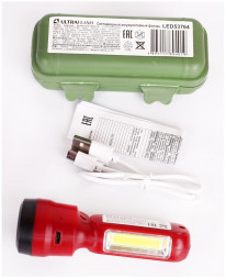 Cветодиодный фонарь ULTRAFLASH LED53764 (фонарь акк 4В, красн., 2LED, 3 Вт, 2 реж, USB, бокс)
