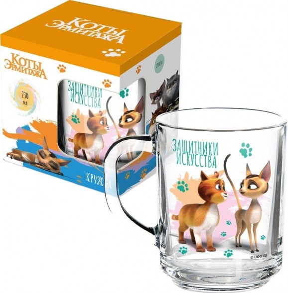 Кружка ND PLAY 308582 Кружка &quot;Коты Эрмитажа&quot;, Защитники Эрмитажа (в подарочной упаковке), мал., 230 мл, стекло