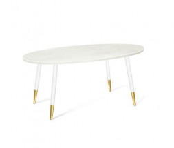 Стол SHEFFILTON SHT-TU14/120/80 МДФ овальная белый муар/золото/бетон крем металл/МДФ (209145)