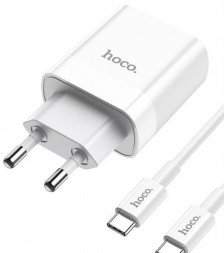 Адаптер питания HOCO C80A Rapido PD20W СЗУ QC3.0 2USB+ кабель TYPE-C /TYPE-C- 1 м - белый