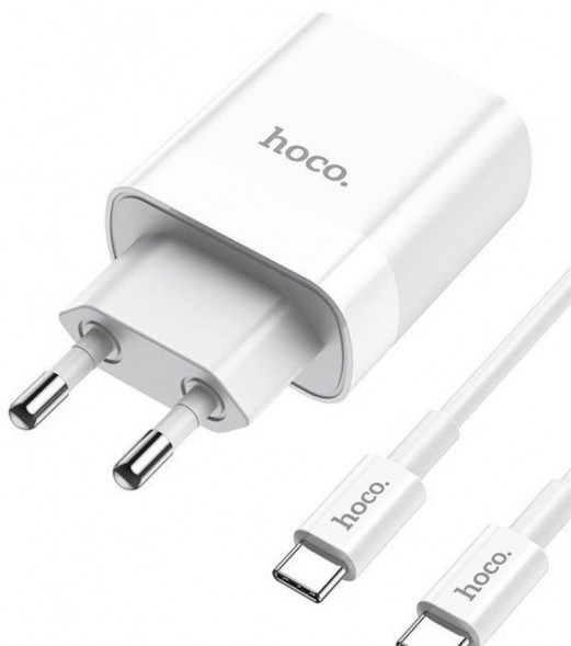 Адаптер питания HOCO C80A Rapido PD20W СЗУ QC3.0 2USB+ кабель TYPE-C /TYPE-C- 1 м - белый