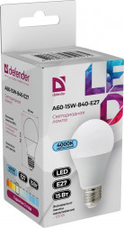 Лампочка DEFENDER (95027) A60-15W-840-E27 груша, нейтральный белый, 1 шт