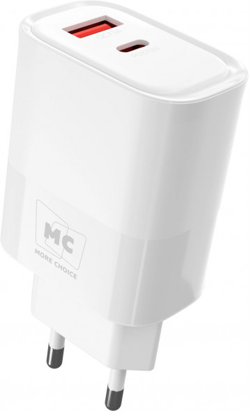СЗУ MORE CHOICE (4620202555533) NC81 СЗУ 1USB+1Type-C 3.0A PD 20W+ QC3.0 , белый