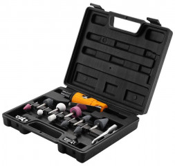 Пневматическая шлифмашина DEKO DKPT02 SET 3 в чемодане с набором 15 предметов 018-1102