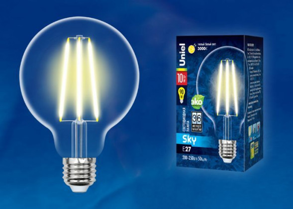 G (Лампы-глобы) UNIEL (UL-00004862) LED-G95-10W/3000K/E27/CL PLS02WH